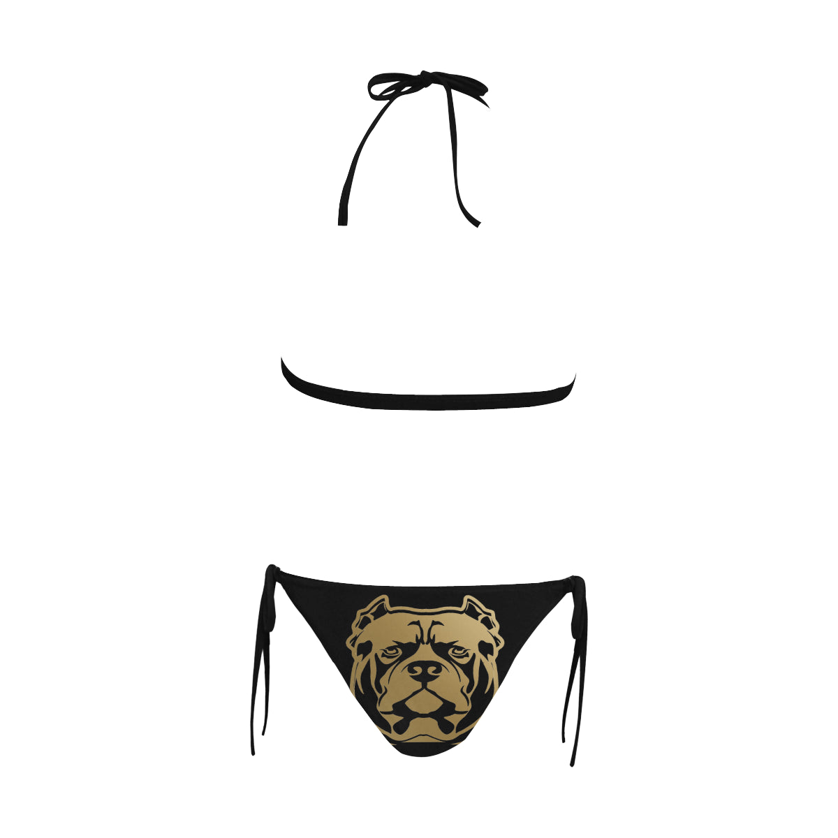 Black and Gold Halter Style Bikini