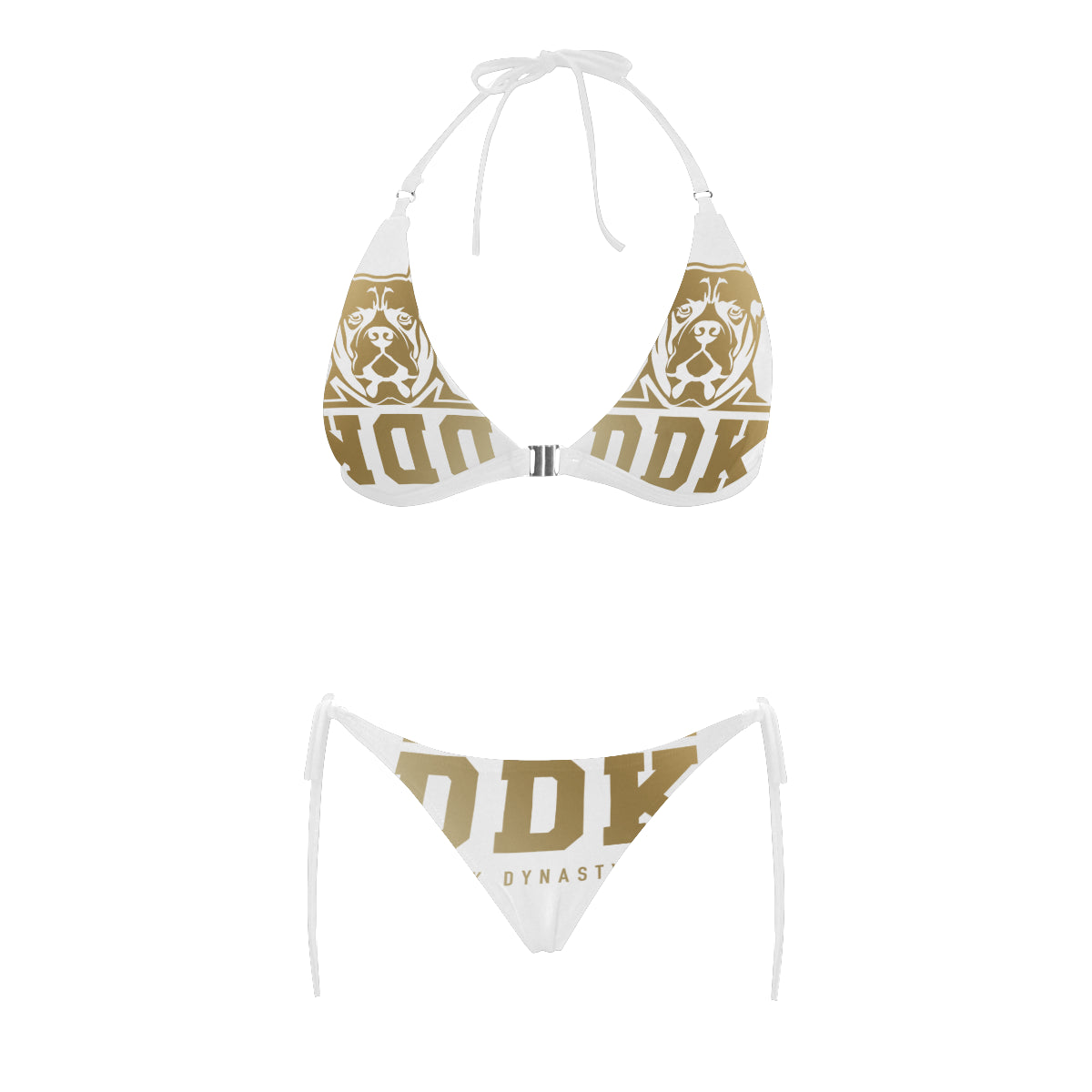 White and Gold Halter Style Bikini