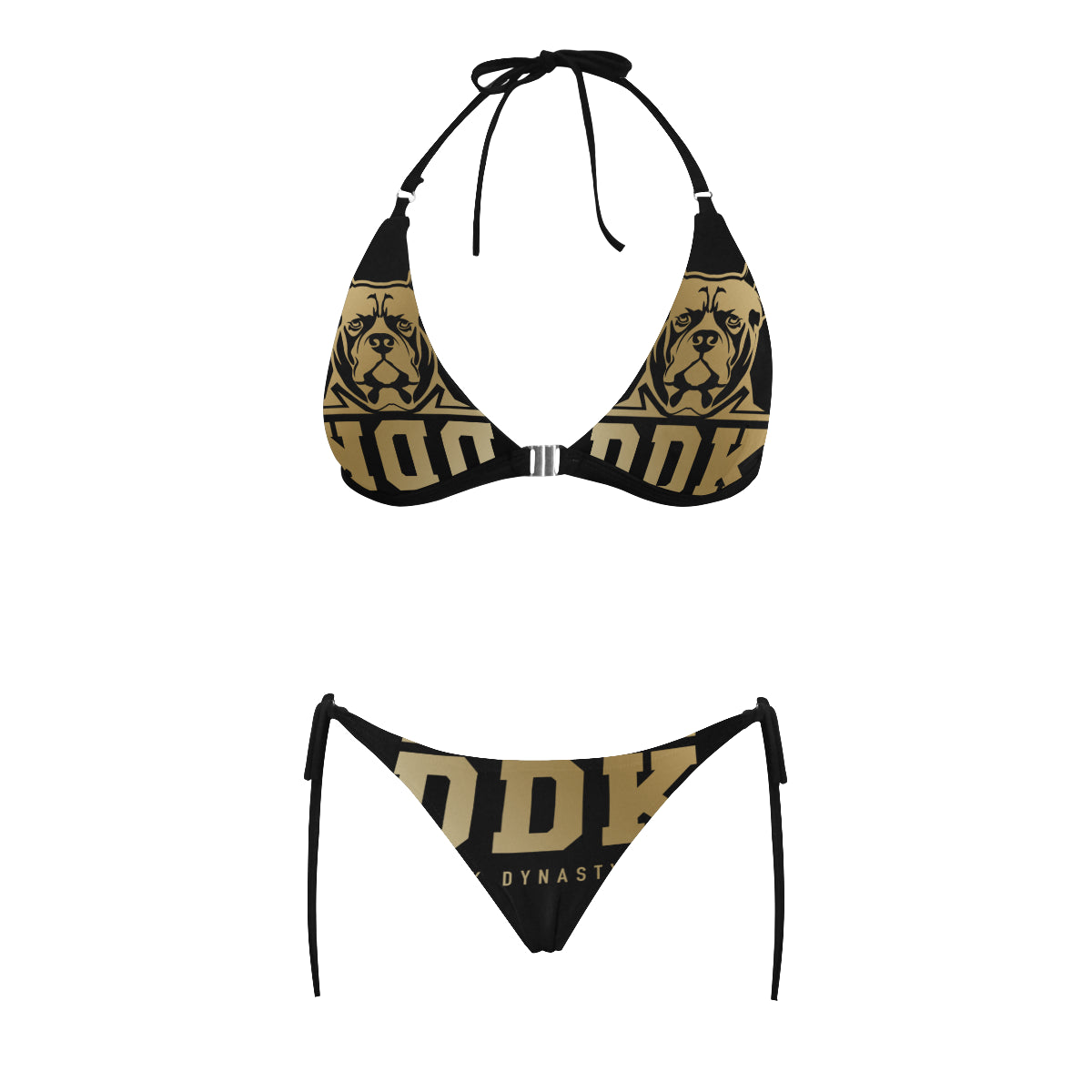Black and Gold Halter Style Bikini