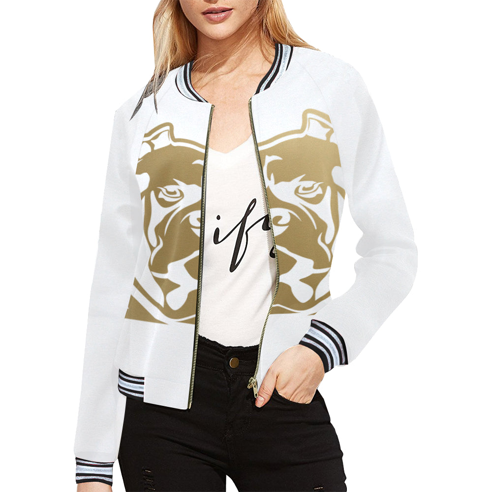 White and Gold Bomber Jacket