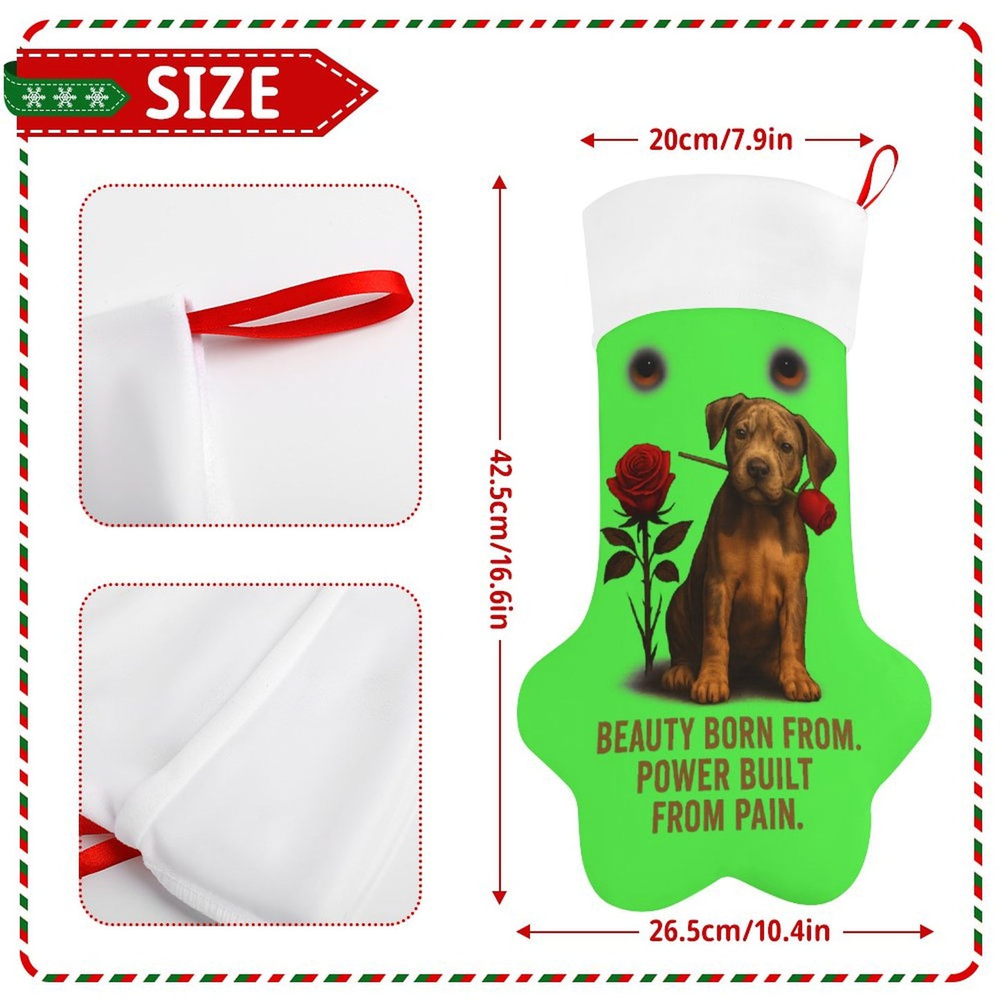 Rose Paw Print Stocking(Green)