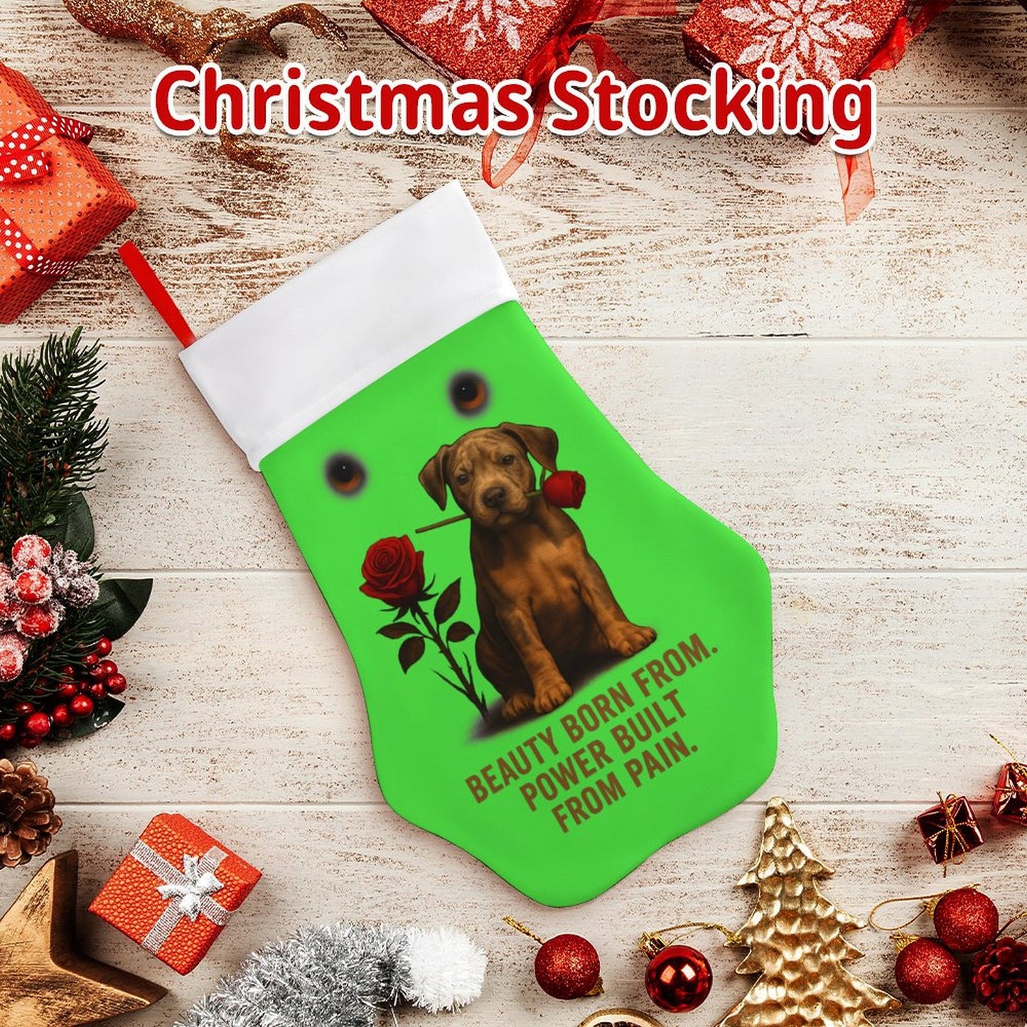 Rose Paw Print Stocking(Green)