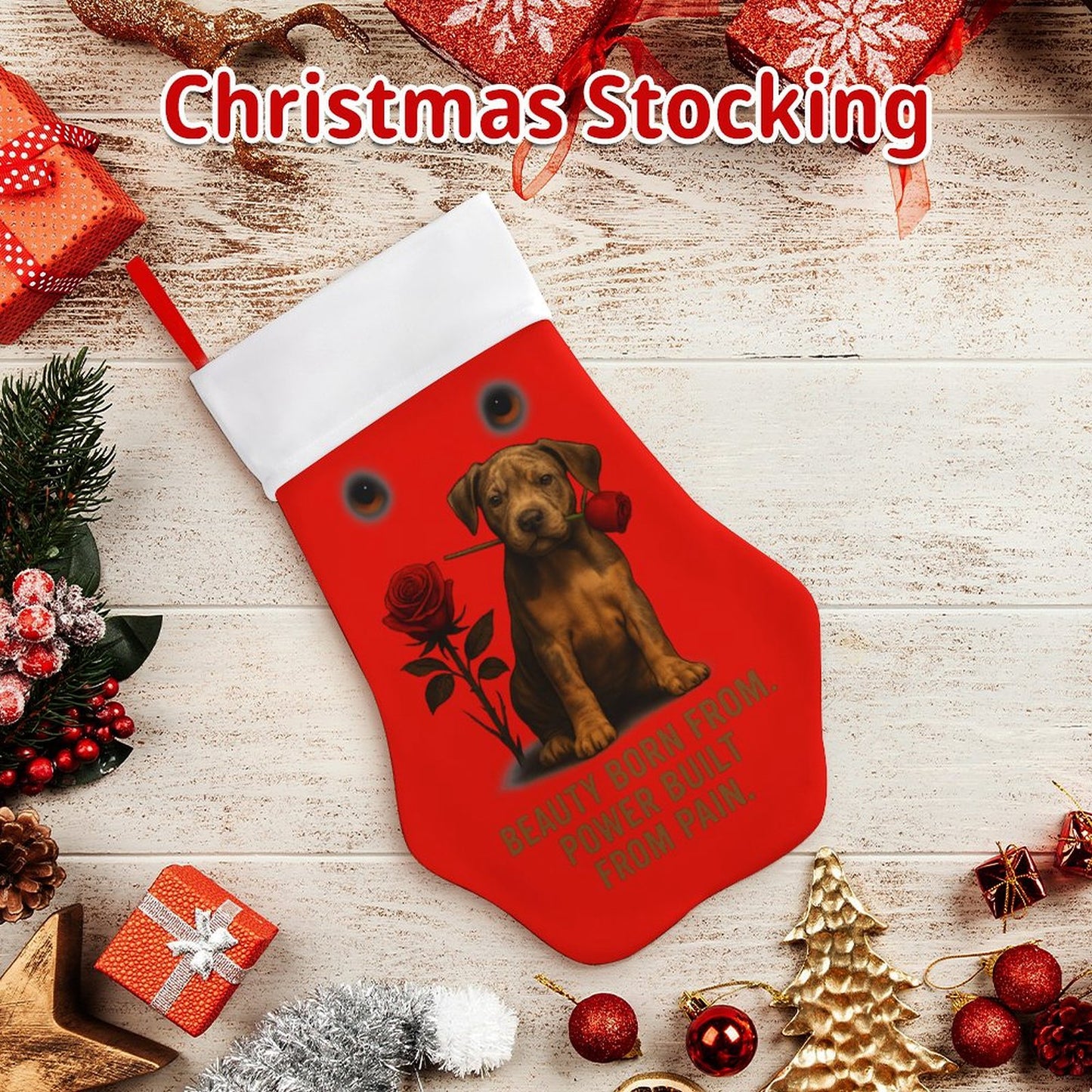 Rose Paw Print Stocking(Red)