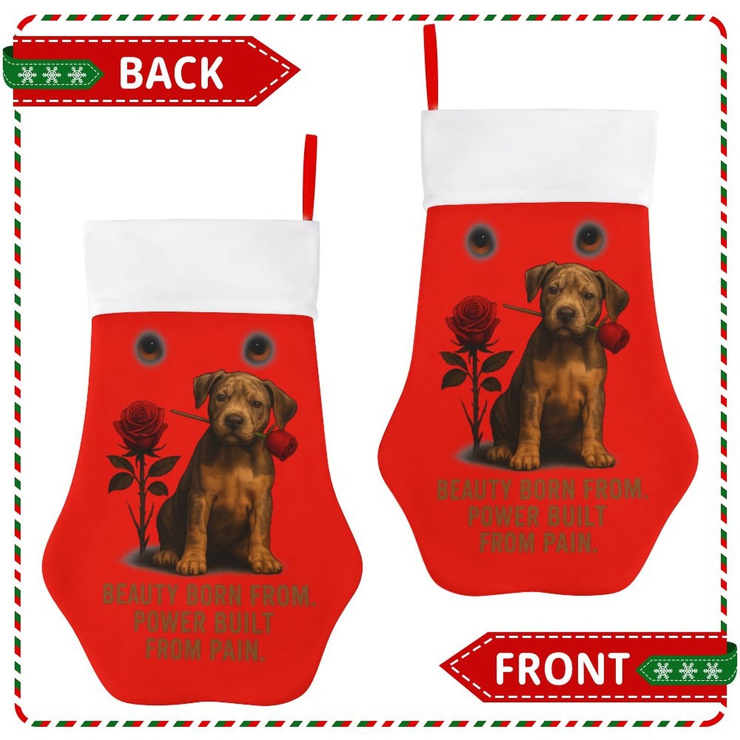 Rose Paw Print Stocking(Red)