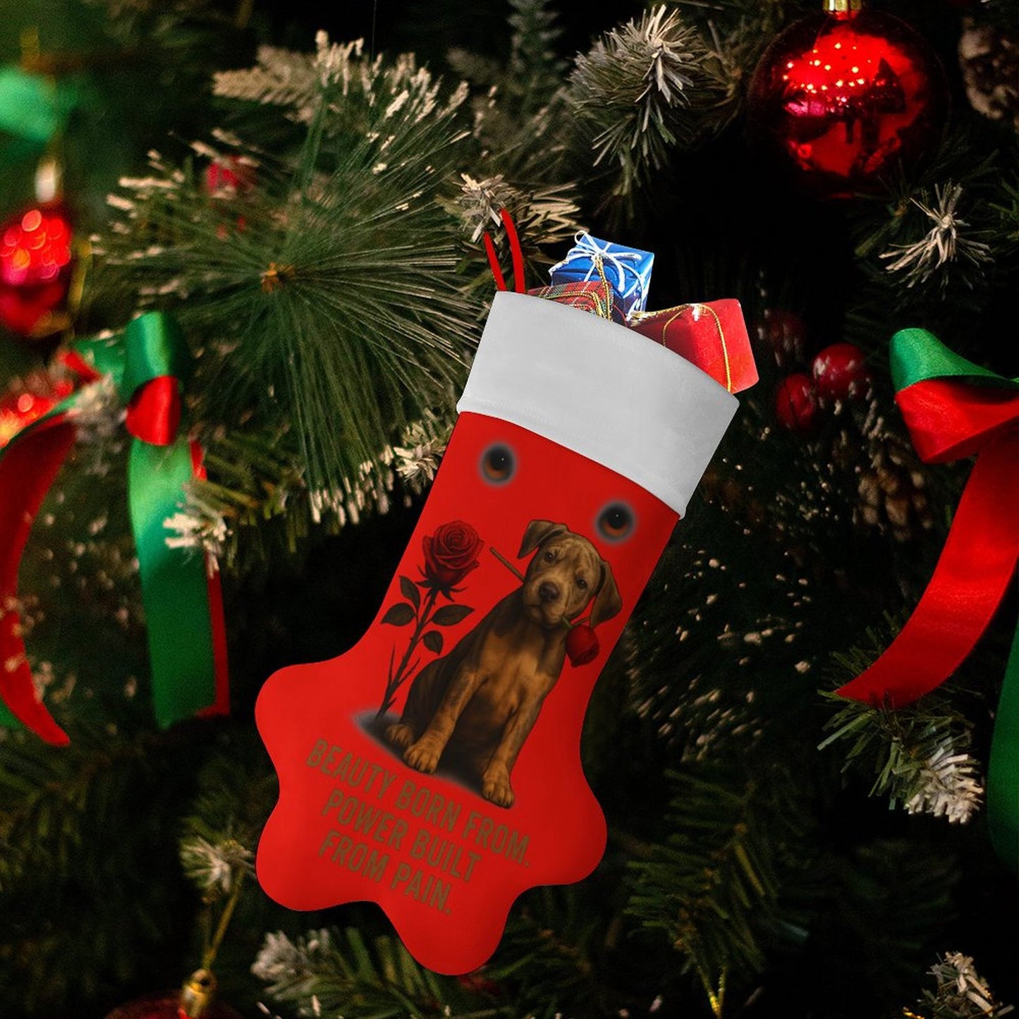 Rose Paw Print Stocking(Red)