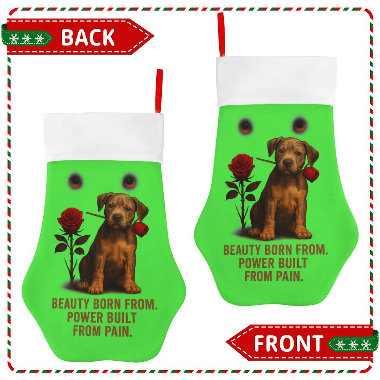 Rose Paw Print Stocking(Green)