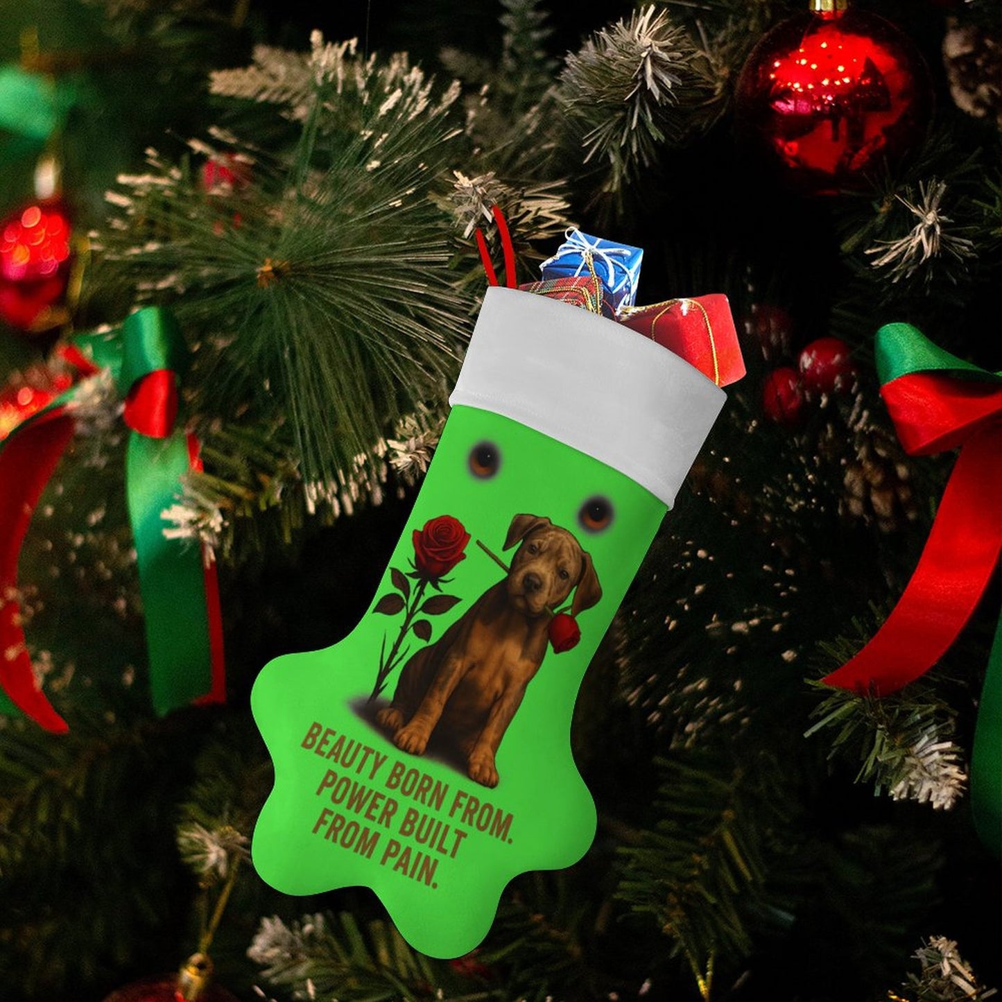 Rose Paw Print Stocking(Green)