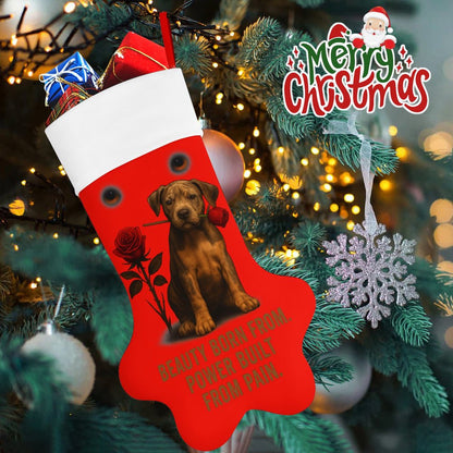 Rose Paw Print Stocking(Red)
