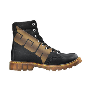 Men's Round Toe Black and Gold DDK Boots