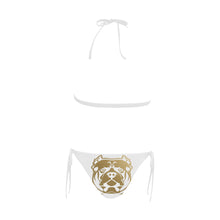Load image into Gallery viewer, White and Gold Halter Style Bikini
