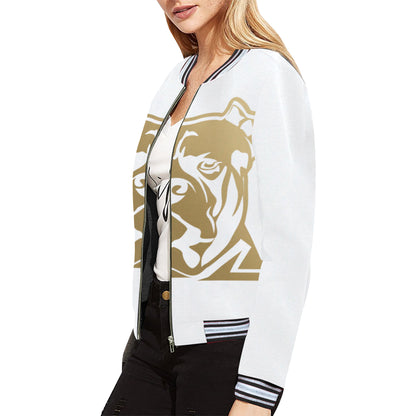 White and Gold Bomber Jacket