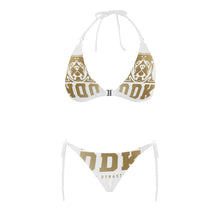 Load image into Gallery viewer, White and Gold Halter Style Bikini
