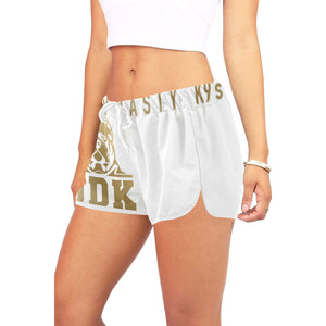 Women's White and Gold Shorts