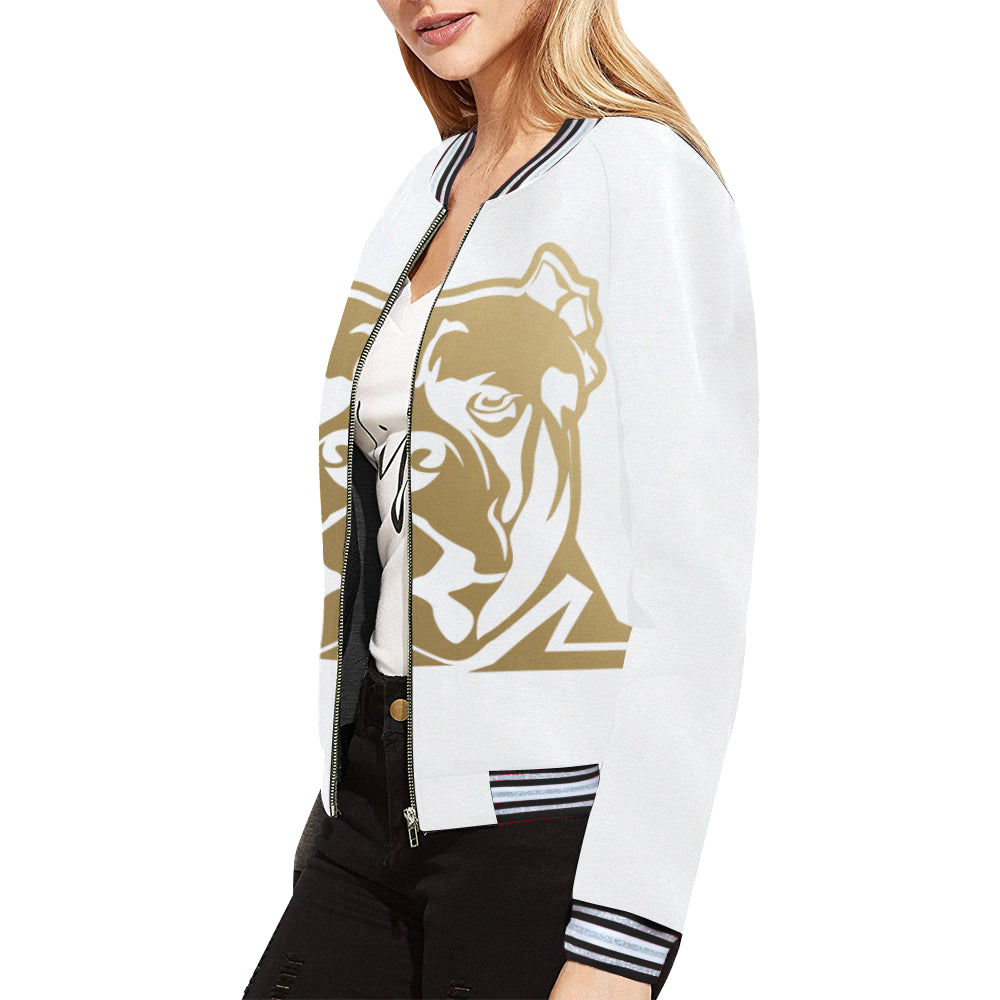 White and Gold Bomber Jacket