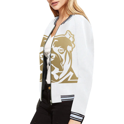 White and Gold Bomber Jacket