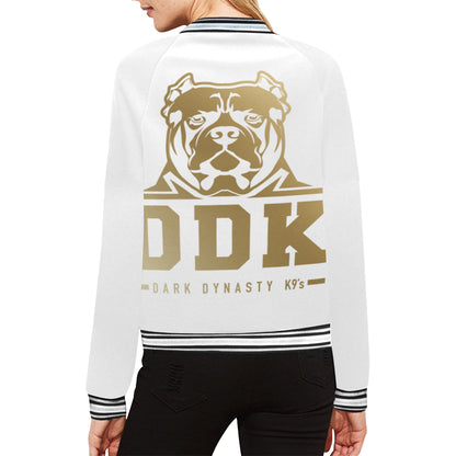 White and Gold Bomber Jacket