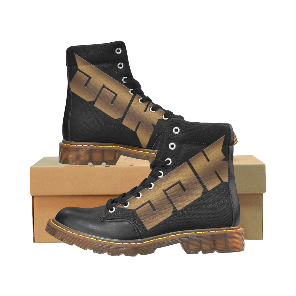 Men's Round Toe Black and Gold DDK Boots