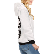 Load image into Gallery viewer, black and white High Neck Pullover Hoodie