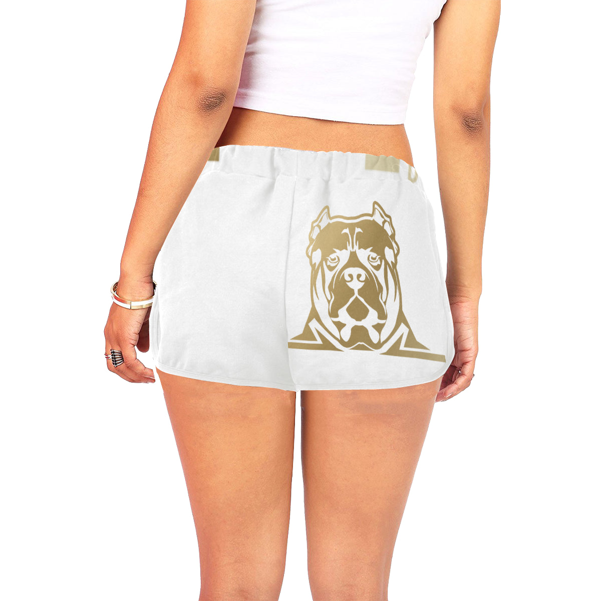 Women's White and Gold Shorts
