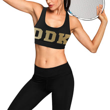 Load image into Gallery viewer, Black and Gold Sports Bra
