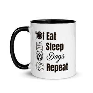 Eat Sleep Dogs Repeat - Mug with Color Inside