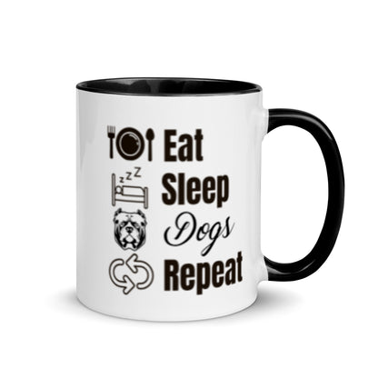Eat Sleep Dogs Repeat - Mug with Color Inside