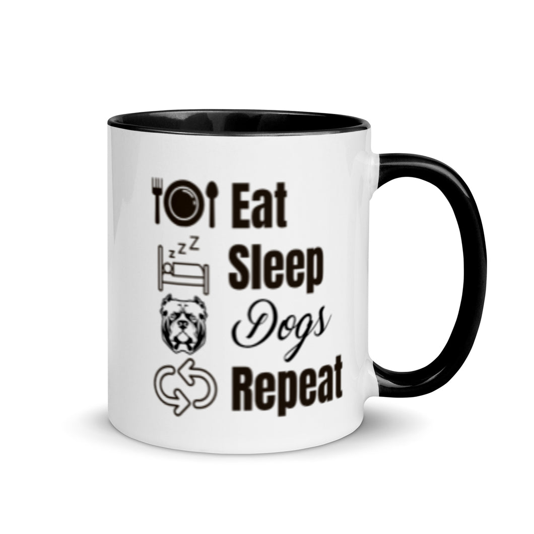 Eat Sleep Dogs Repeat - Mug with Color Inside